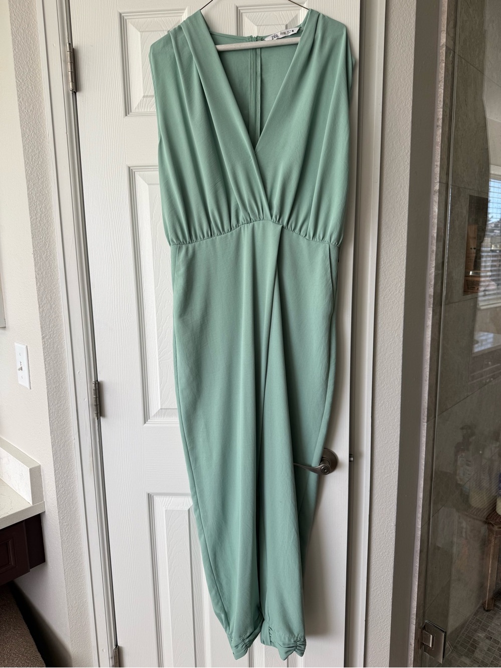 Zara Sleeveless Mint Green Jumpsuit - Size Large